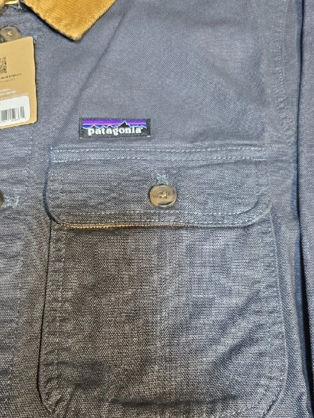 Patagonia Navy Jacket with Brown Corduroy Collar - Picture 4 of 7